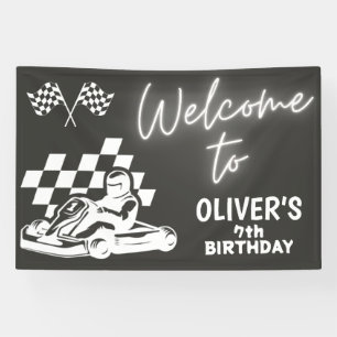 Karting, raceauto jongens verjaardag spandoek