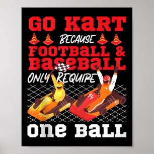 Karting Racen Vintage Go Kart Omdat Voetbal &a Poster