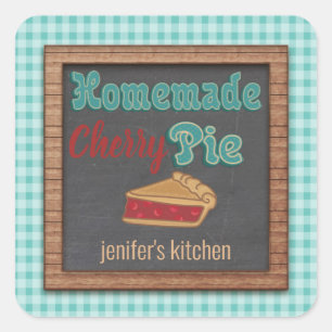karton typografie homemade cherry pie vierkante sticker