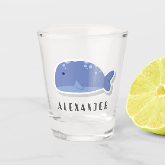 Kartonnen doos met flat sticker Whale Personalized Shot Glas (Voorkant)
