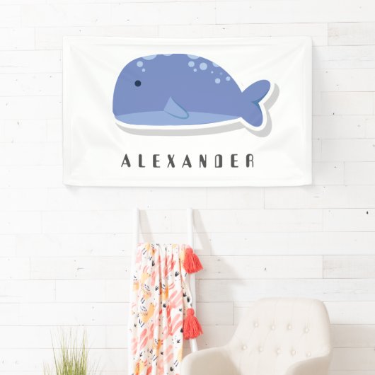 Kartonnen doos met flat sticker Whale Personalized Spandoek (Insitu)