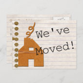 Kartonnen huis We hebben Briefkaart verplaatst (Voorkant / Achterkant)