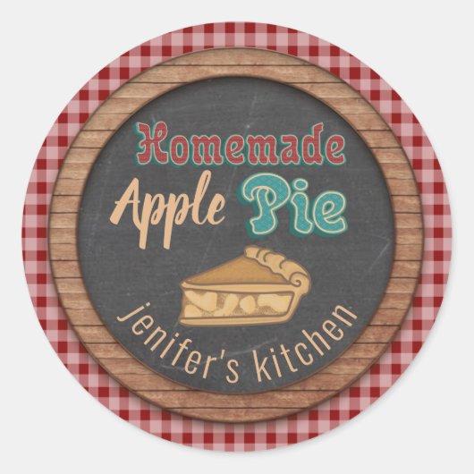  kartonnen typografie homemade appeltaart ronde sticker (Voorkant)