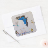 Kartonnen vlinder vierkante sticker (Envelop)