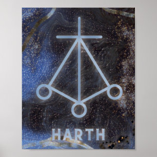 Karuna Reiki Harth Star Marble Blue Poster