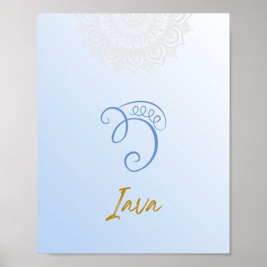 Karuna Reiki Iava Mandala Sky Blue Poster (Voorkant)