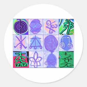KARUNA REIKI Symbolen Kunst door GURU's Handen Ronde Sticker
