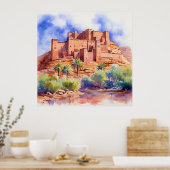 Kasbah en aquarelle clipart design, impression num (Cuisine)