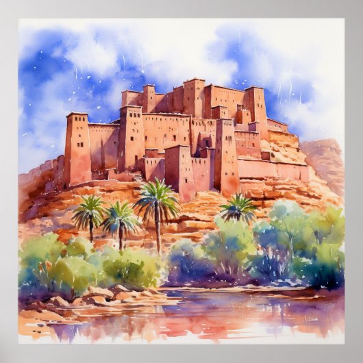 Kasbah en aquarelle clipart design, impression num (Devant)