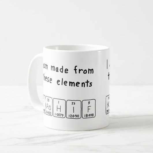 Kashif tasse de nom de table périodique (Devant gauche)