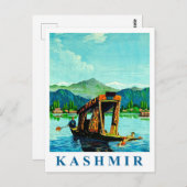 Kashmir, traditionele boot op het meer, traditione briefkaart (Voorkant / Achterkant)