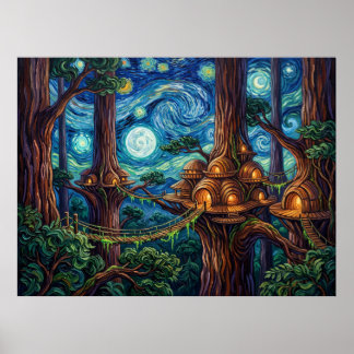 Kashyyyk Sterrennacht Sci-Fi Landschap Poster