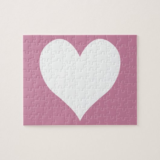 Kasjmier Roos en wit Schattige hart Legpuzzel (Horizontaal)