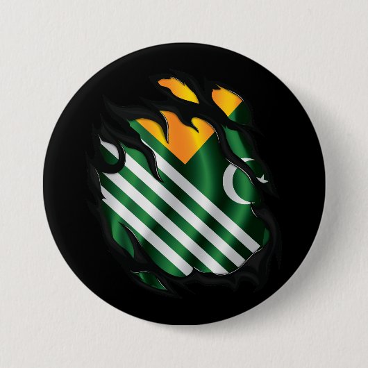 Kasjmir gescheurde vlag ronde button 7,6 cm (Voorkant)