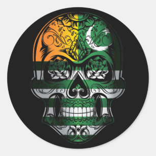 Kasjmir schedel en Rozen vlag Ronde Sticker