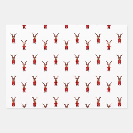 Kasky Cute Kerstrendiertje met warme chocolade Inpakpapier Vel (Voorkant)