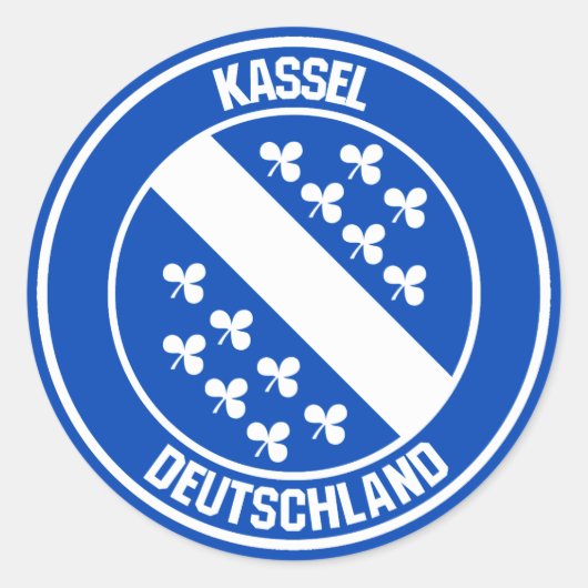 Kassel Round Emblem Ronde Sticker (Voorkant)
