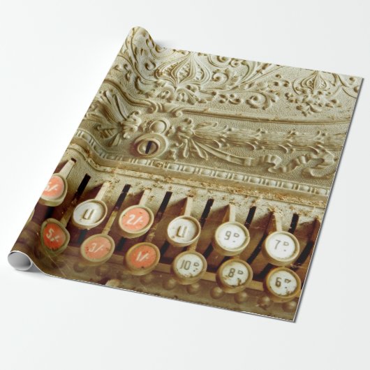 kassenregister, dat onder stof en cobweb valt cadeaupapier (Uitgerold)