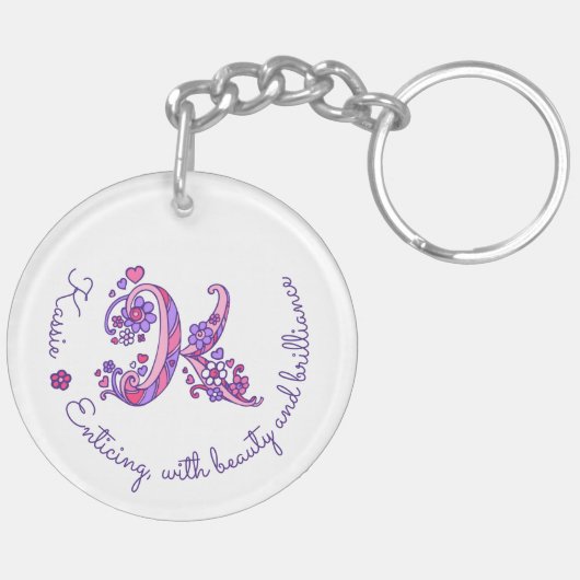 Kassie monogram K naam en betekenis Sleutelhanger (Achterkant Links)