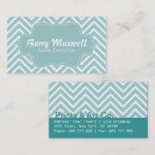 Kassy en legant, blauw en wit chevron patroon visitekaartje (Voorkant / Achterkant)