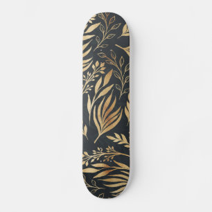 Kassy Gold Foliage Botanical Grey Design Skateboard