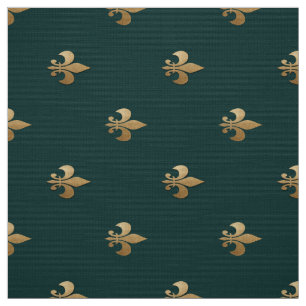 Kassy golden like fleur de lis on dark zee green stof