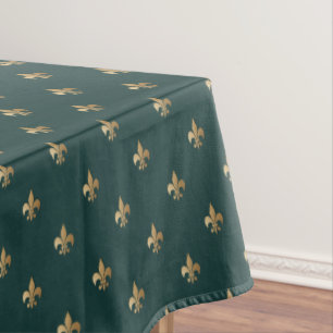 Kassy golden like fleur de lis on dark zee green tafelkleed