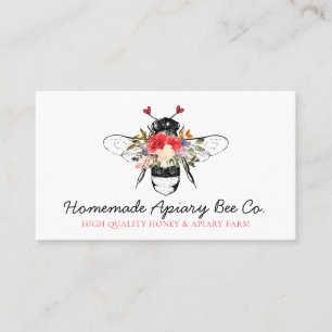 Kassy Heart Floral Apiary Honey Bee Visitekaartje
