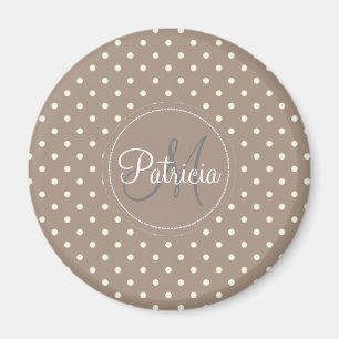 Kassy Monogram Strw Bruin Witte Stippen Fashionabl Magneet