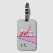 Kassy Monogrammed "Pinks" Botanisch Bagagelabel (Voorkant (verticaal))