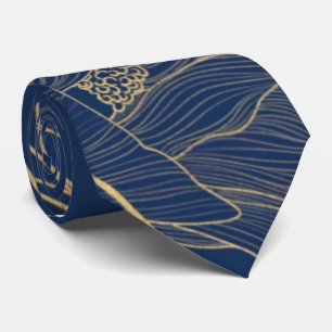 Kassy Navy Blue Botanical Florals Groomesmen Stropdas