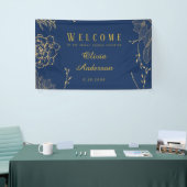 Kassy Navy Blue Botanical Vrijgezellenfeest Spandoek (Beurs)