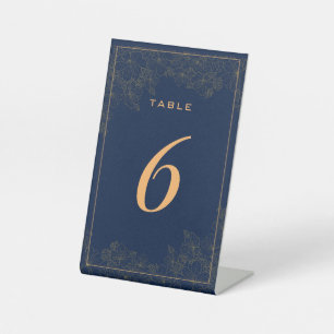 Kassy Navy Blue Subtle Table Number Reclamebord Met Voetstuk