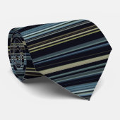 Kassy Navy en Gold Multicolor Stripes Stropdas (Opgerold)