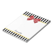 Kassy Red Bow Black en White Stripes met naam Notitieblok (Gedraaid)