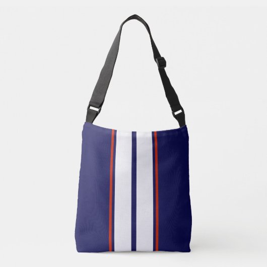 Kassy Red, White en Blue Racing Stripes Crossbody Tas (Voorkant)