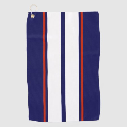 Kassy Red, White en Blue Racing Stripes Golfhanddoek (Voorkant)