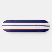 Kassy Red, White en Blue Racing Stripes Skateboard (Horizontaal)