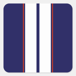 Kassy Red, White en Blue Racing Stripes Vierkante Sticker