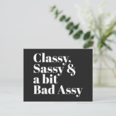 Kassy, Sassy en Bad Assy Funny Quote Briefkaart (Staand voorkant)