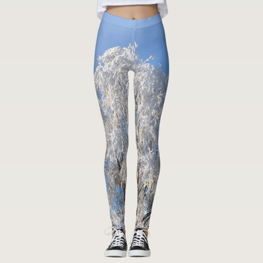 Kassy Winter Frost Tree en Branch ontworpen Leggings (Voorkant)