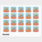 Kast met bloemen vierkante sticker (Vel)