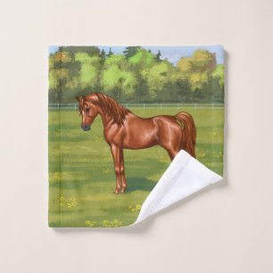 Kastanje Arabisch paard uit Egypte in het voorjaar Bad Handdoek