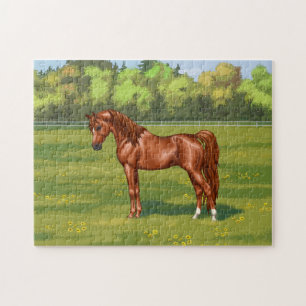 Kastanje Arabisch paard uit Egypte in het voorjaar Legpuzzel