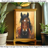 Kastanje Bruin Paard, Goud & Zwart DF1R Decoupage Tissuepapier