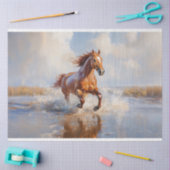 Kastanje Bruin Paard op het Strand Decoupage Tissuepapier (Craft)