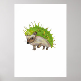 Kastanje Egeltje Botanische Kunst Poster