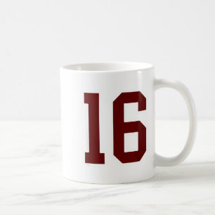 Kastanjebruin En Wit Nummer 16 Shirt Speler Unifor Koffiemok