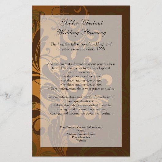 Kastanjebruin/Goud/Groen Programma, Menu of Flyer (Voorkant)