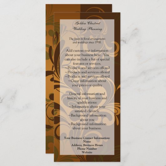 Kastanjebruin/Goud/Groen statische kaart/menu/prog (Voorkant / Achterkant)